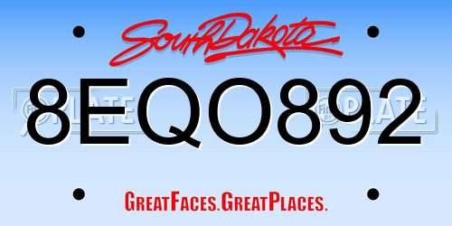 8EQO892 South Dakota License Plate