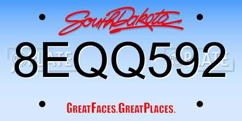 8EQQ592 South Dakota License Plate