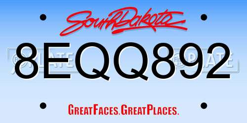 8EQQ892 South Dakota License Plate