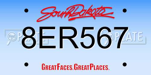 8ER567 South Dakota License Plate