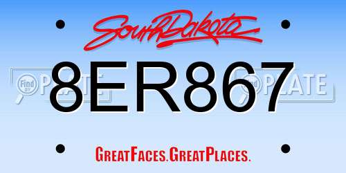 8ER867 South Dakota License Plate