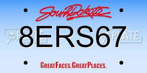 8ERS67 South Dakota License Plate