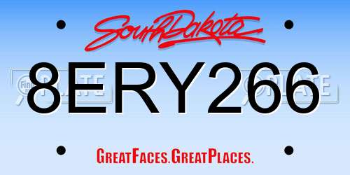 8ERY266 South Dakota License Plate
