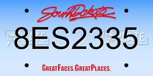 8ES2335 South Dakota License Plate