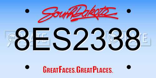 8ES2338 South Dakota License Plate