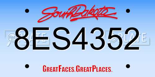 8ES4352 South Dakota License Plate