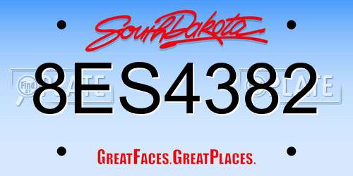 8ES4382 South Dakota License Plate