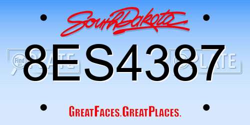 8ES4387 South Dakota License Plate