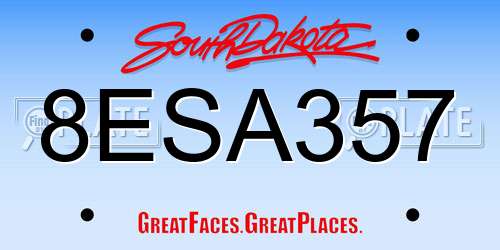 8ESA357 South Dakota License Plate