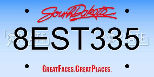 8EST335 South Dakota License Plate