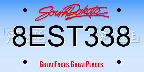8EST338 South Dakota License Plate