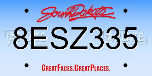 8ESZ335 South Dakota License Plate