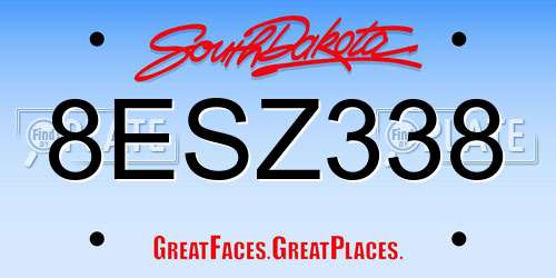 8ESZ338 South Dakota License Plate