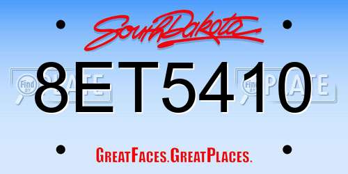 8ET5410 South Dakota License Plate