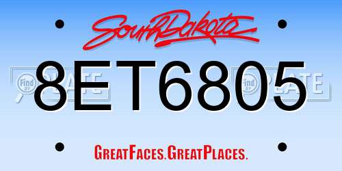 8ET6805 South Dakota License Plate