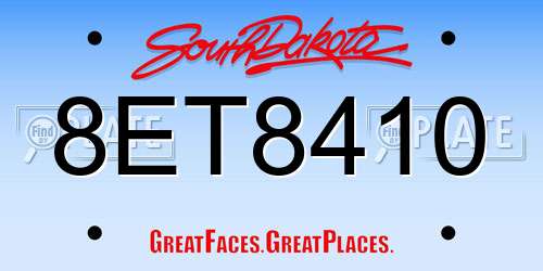 8ET8410 South Dakota License Plate