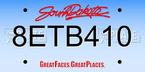 8ETB410 South Dakota License Plate