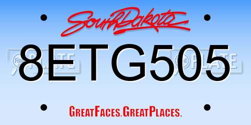 8ETG505 South Dakota License Plate