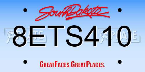 8ETS410 South Dakota License Plate