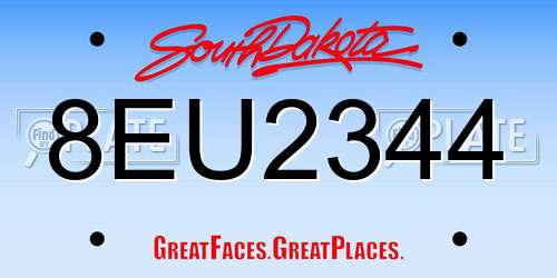 8EU2344 South Dakota License Plate