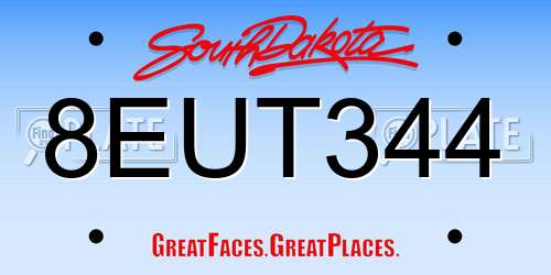 8EUT344 South Dakota License Plate