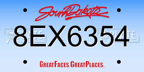 8EX6354 South Dakota License Plate