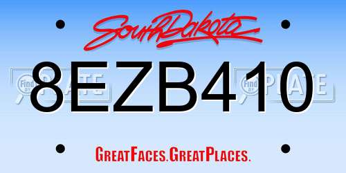 8EZB410 South Dakota License Plate