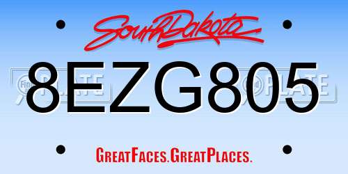 8EZG805 South Dakota License Plate