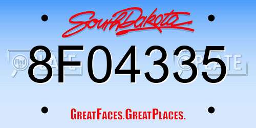8F04335 South Dakota License Plate