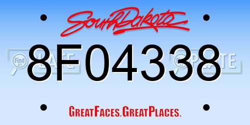 8F04338 South Dakota License Plate