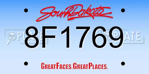 8F1769 South Dakota License Plate