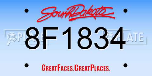 8F1834 South Dakota License Plate