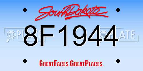8F1944 South Dakota License Plate