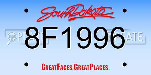 8F1996 South Dakota License Plate