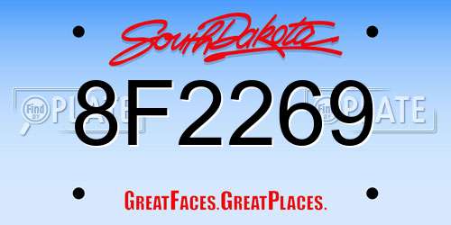 8F2269 South Dakota License Plate