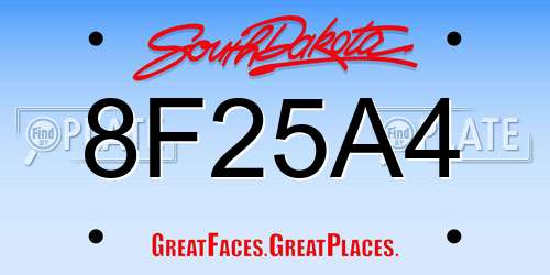 8F25A4 South Dakota License Plate