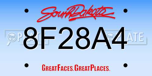8F28A4 South Dakota License Plate