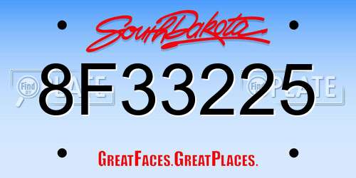 8F33225 South Dakota License Plate
