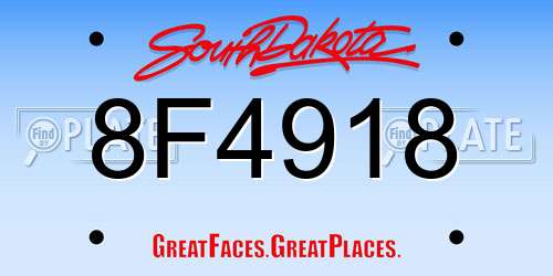 8F4918 South Dakota License Plate