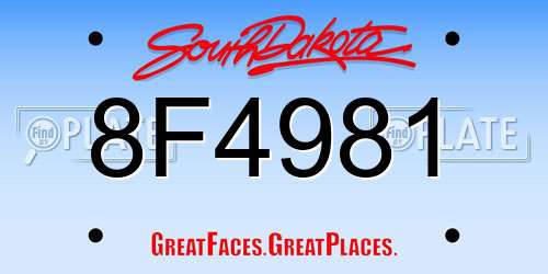 8F4981 South Dakota License Plate