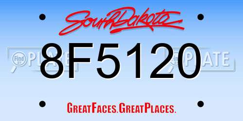8F5120 South Dakota License Plate