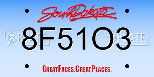 8F51O3 South Dakota License Plate
