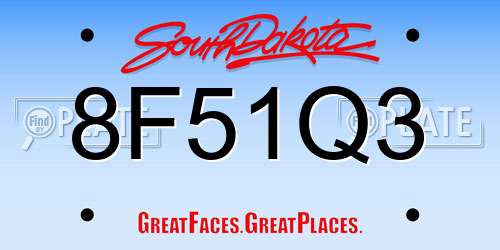 8F51Q3 South Dakota License Plate