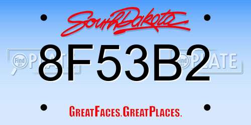 8F53B2 South Dakota License Plate