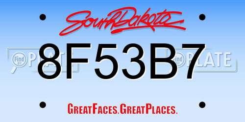 8F53B7 South Dakota License Plate