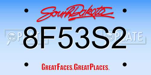 8F53S2 South Dakota License Plate