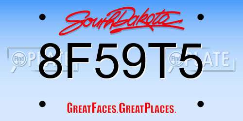8F59T5 South Dakota License Plate
