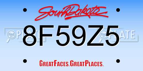 8F59Z5 South Dakota License Plate
