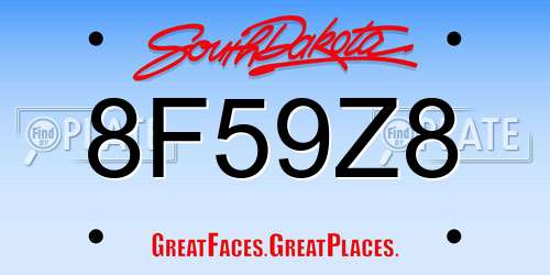 8F59Z8 South Dakota License Plate