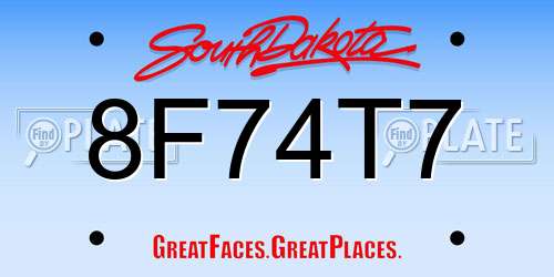 8F74T7 South Dakota License Plate
